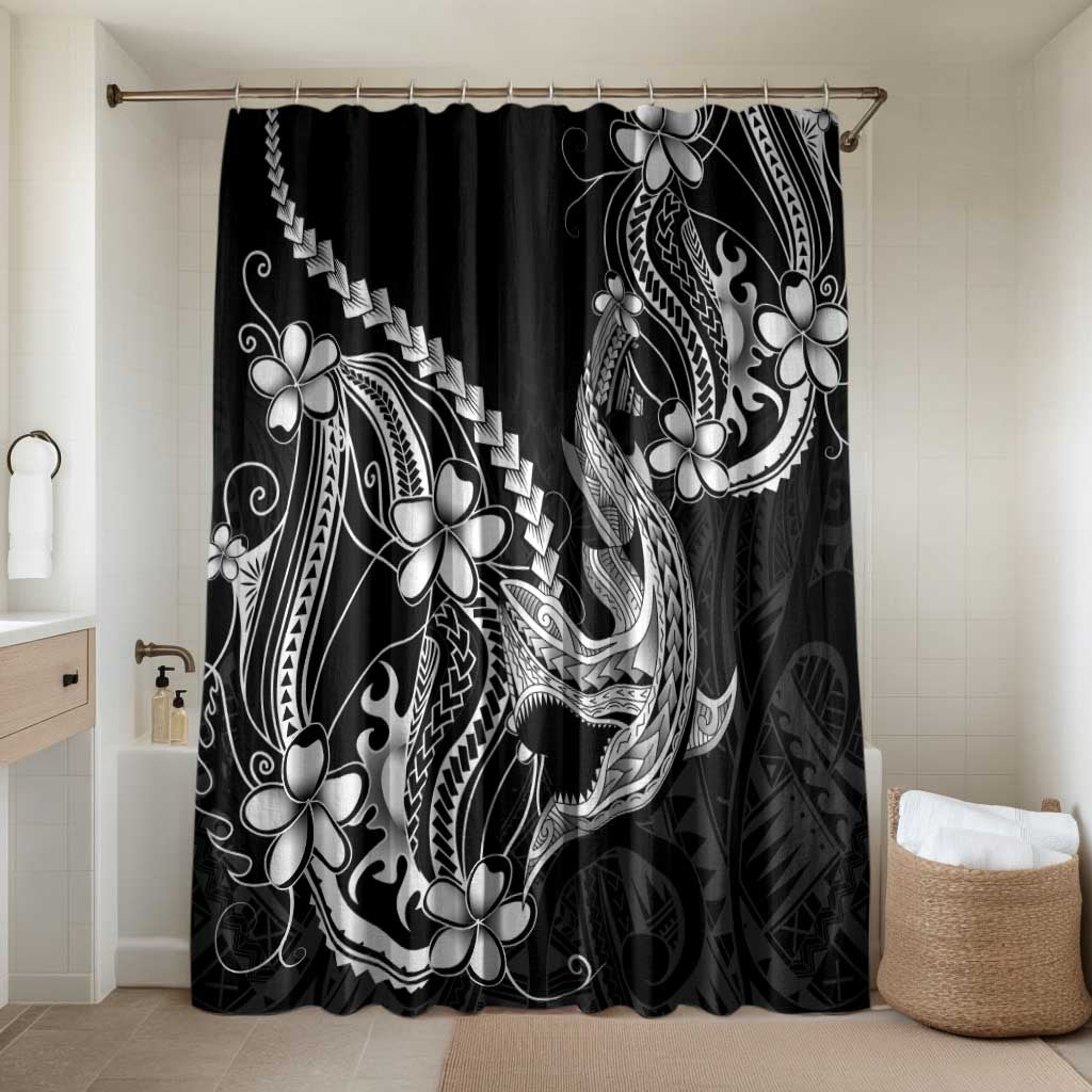 Black Aloha Hawaii Bathroom Set Polynesian Shark Tattoo With Plumeria - Polynesian Pride