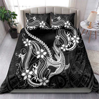 Black Aloha Hawaii Bedding Set Polynesian Shark Tattoo With Plumeria - Polynesian Pride