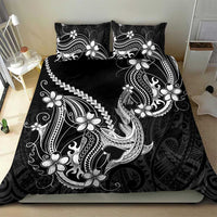 Black Aloha Hawaii Bedding Set Polynesian Shark Tattoo With Plumeria - Polynesian Pride