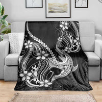 Black Aloha Hawaii Blanket Polynesian Shark Tattoo With Plumeria - Polynesian Pride