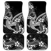 Black Aloha Hawaii Car Mats Polynesian Shark Tattoo With Plumeria LT14 - Polynesian Pride