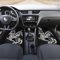 Black Aloha Hawaii Car Mats Polynesian Shark Tattoo With Plumeria LT14 Set 2pcs - Front Black - Polynesian Pride