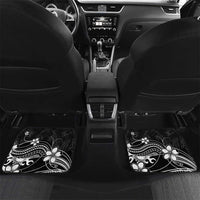 Black Aloha Hawaii Car Mats Polynesian Shark Tattoo With Plumeria LT14 Set 2pcs - Back Black - Polynesian Pride