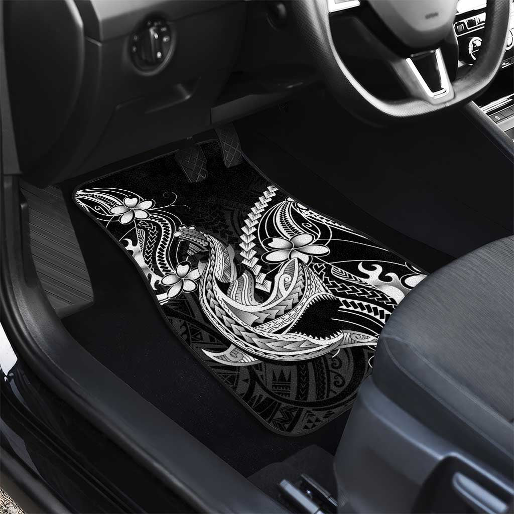 Black Aloha Hawaii Car Mats Polynesian Shark Tattoo With Plumeria LT14 - Polynesian Pride