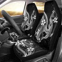 Black Aloha Hawaii Car Seat Cover Polynesian Shark Tattoo With Plumeria - Polynesian Pride