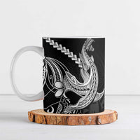 Black Aloha Hawaii Ceramic Mug Polynesian Shark Tattoo With Plumeria LT14 Black - Polynesian Pride