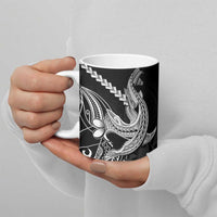 Black Aloha Hawaii Ceramic Mug Polynesian Shark Tattoo With Plumeria LT14 - Polynesian Pride