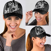 Black Aloha Hawaii Classic Cap Polynesian Shark Tattoo With Plumeria LT14 - Polynesian Pride