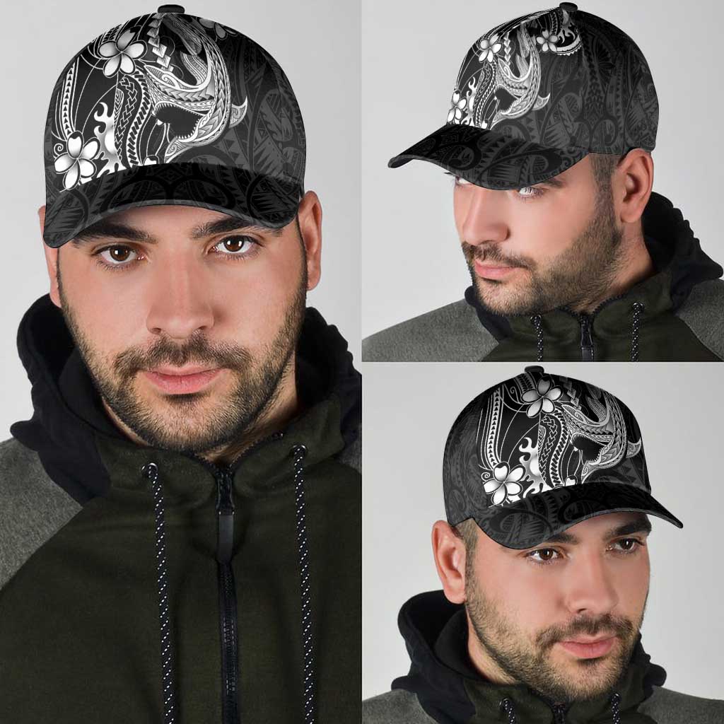 Black Aloha Hawaii Classic Cap Polynesian Shark Tattoo With Plumeria LT14 - Polynesian Pride