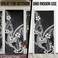 Black Aloha Hawaii Door Cover Polynesian Shark Tattoo With Plumeria LT14 - Polynesian Pride