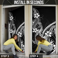 Black Aloha Hawaii Door Cover Polynesian Shark Tattoo With Plumeria LT14 - Polynesian Pride