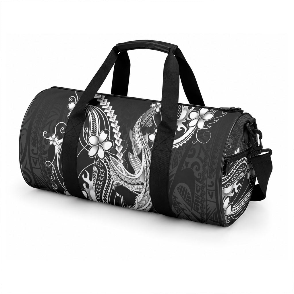 Black Aloha Hawaii Duffle Bag Polynesian Shark Tattoo With Plumeria LT14 - Polynesian Pride