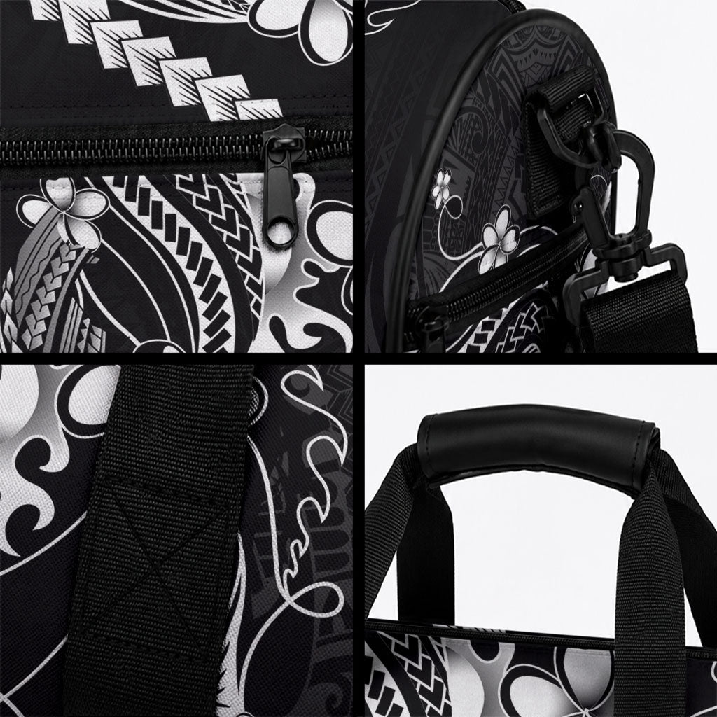 Black Aloha Hawaii Duffle Bag Polynesian Shark Tattoo With Plumeria LT14 - Polynesian Pride