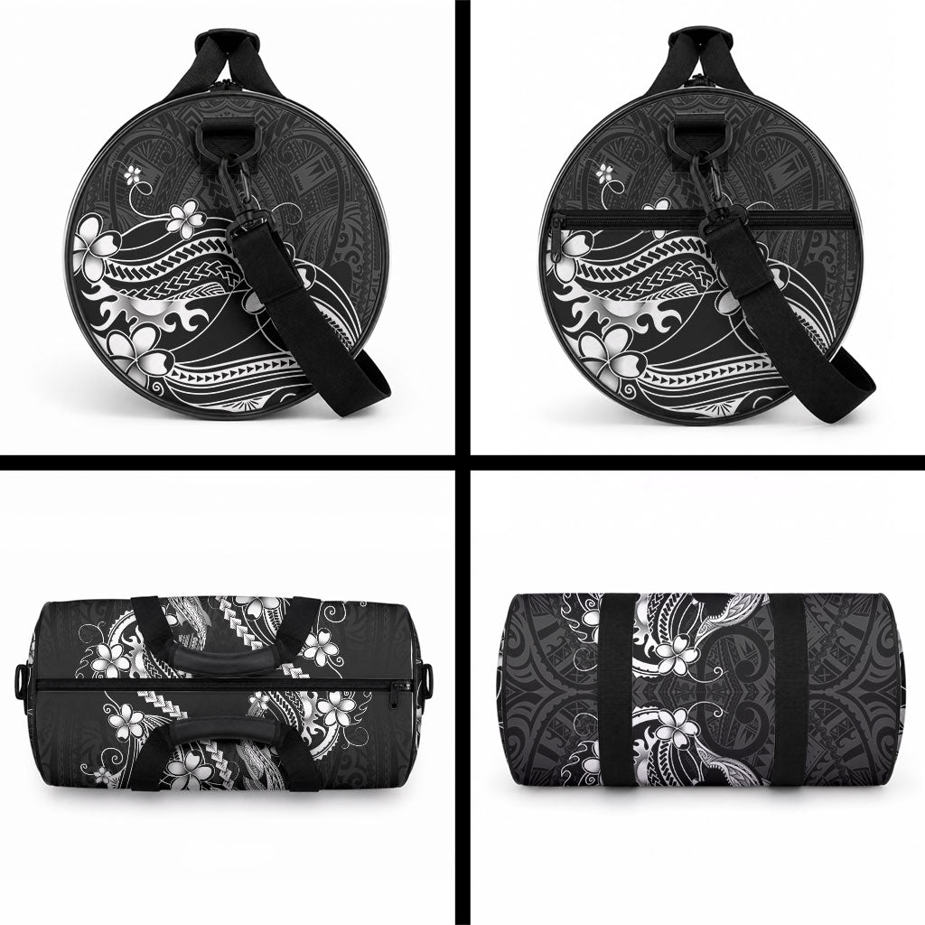 Black Aloha Hawaii Duffle Bag Polynesian Shark Tattoo With Plumeria LT14 - Polynesian Pride