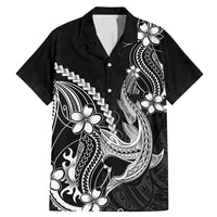 Black Aloha Hawaii Family Matching Mermaid Dress and Hawaiian Shirt Polynesian Shark Tattoo With Plumeria - Polynesian Pride
