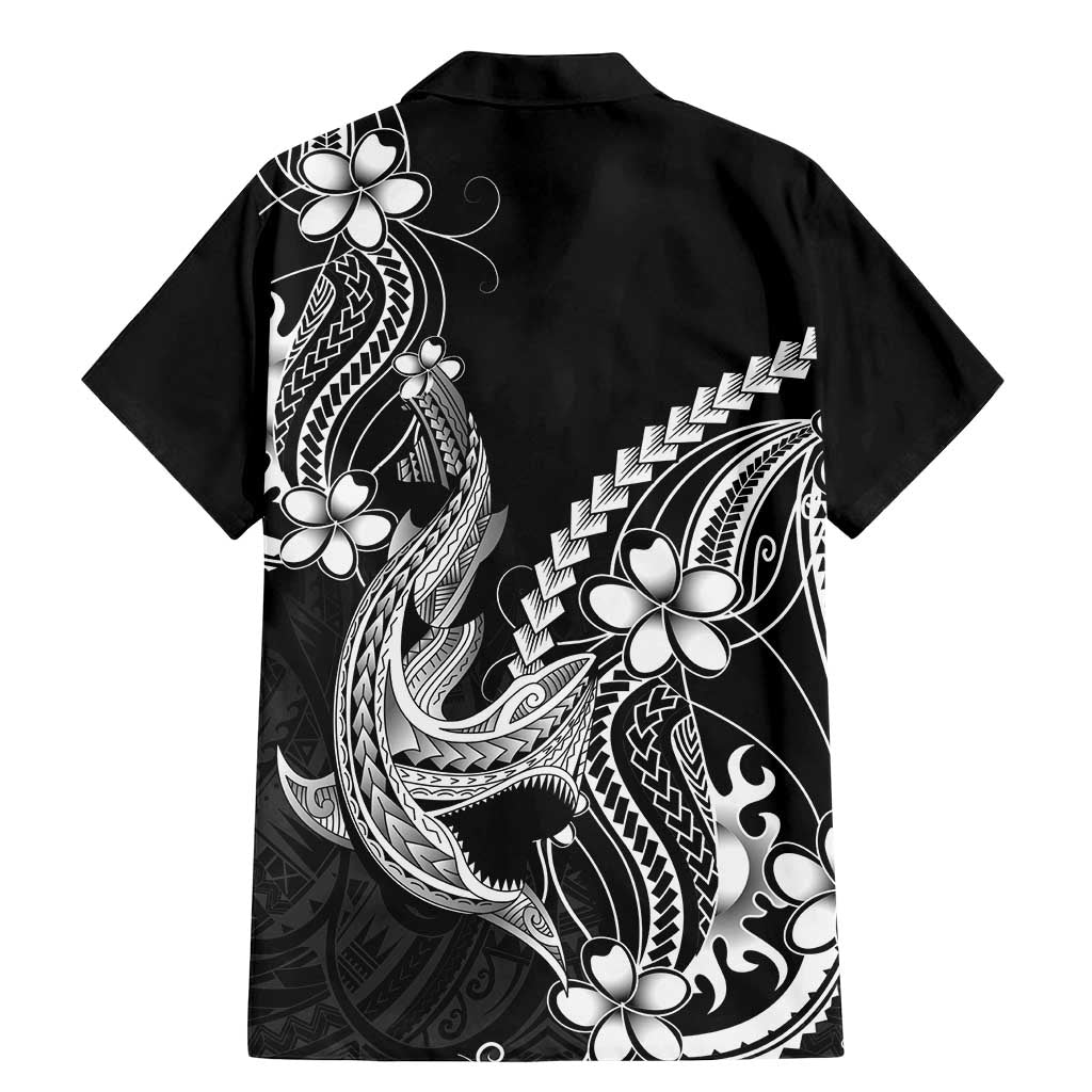 Black Aloha Hawaii Family Matching Mermaid Dress and Hawaiian Shirt Polynesian Shark Tattoo With Plumeria - Polynesian Pride