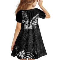 Black Aloha Hawaii Family Matching Off Shoulder Short Dress and Hawaiian Shirt Polynesian Shark Tattoo With Plumeria - Polynesian Pride