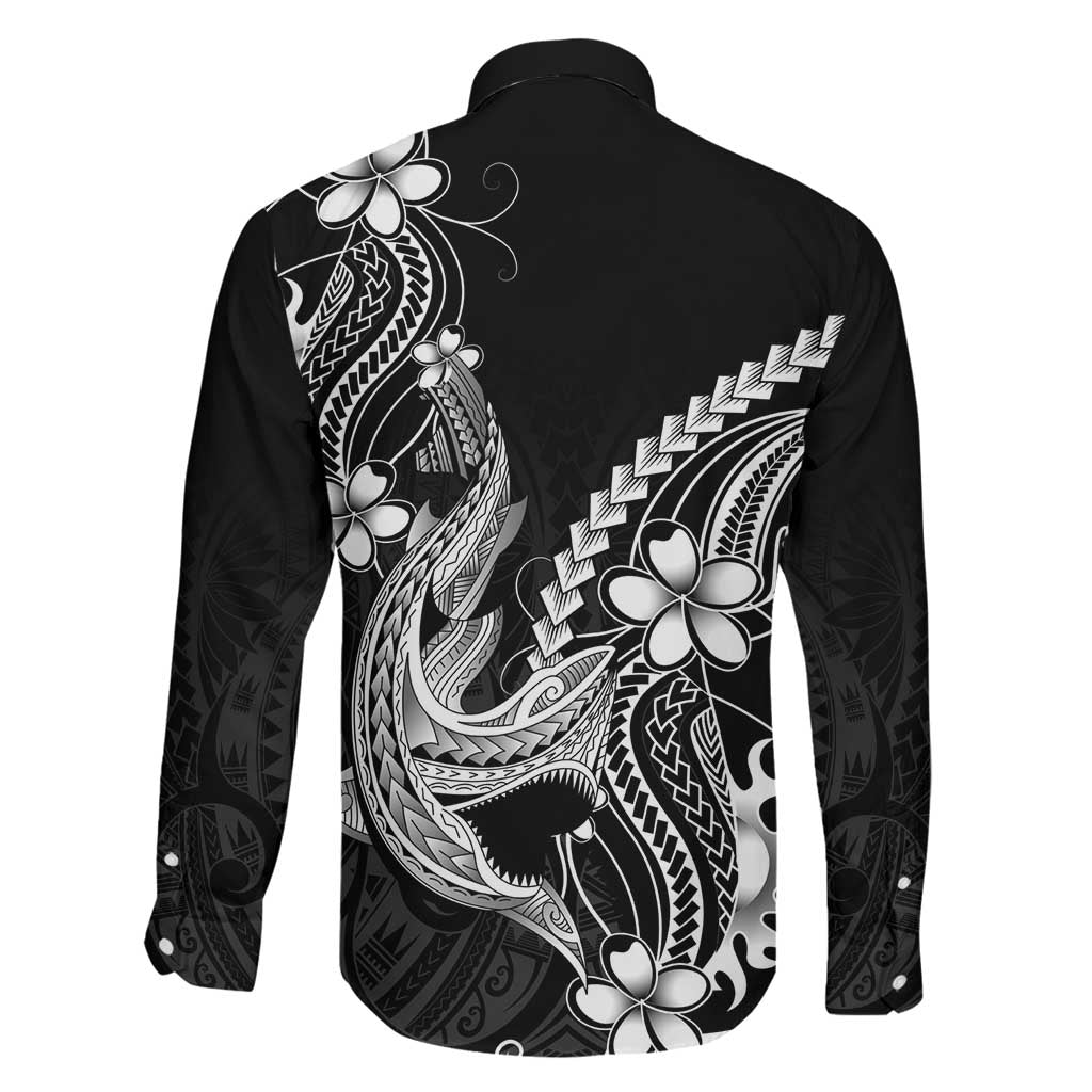 Black Aloha Hawaii Family Matching Puletasi and Hawaiian Shirt Polynesian Shark Tattoo With Plumeria - Polynesian Pride