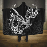 Black Aloha Hawaii Hooded Blanket Polynesian Shark Tattoo With Plumeria LT14 - Polynesian Pride