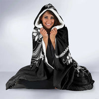 Black Aloha Hawaii Hooded Blanket Polynesian Shark Tattoo With Plumeria LT14 - Polynesian Pride