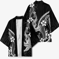Black Aloha Hawaii Kimono Polynesian Shark Tattoo With Plumeria - Polynesian Pride