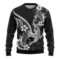 Black Aloha Hawaii Ugly Christmas Sweater Polynesian Shark Tattoo With Plumeria - Polynesian Pride
