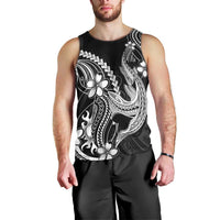 Black Aloha Hawaii Men Tank Top Polynesian Shark Tattoo With Plumeria LT14 - Polynesian Pride