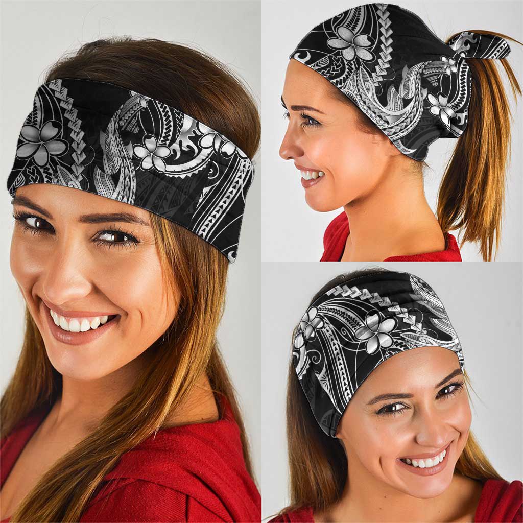 Black Aloha Hawaii Neck Gaiter Polynesian Shark Tattoo With Plumeria LT14 - Polynesian Pride