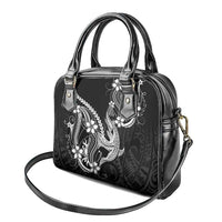 Black Aloha Hawaii Shoulder Handbag Polynesian Shark Tattoo With Plumeria LT14 - Polynesian Pride