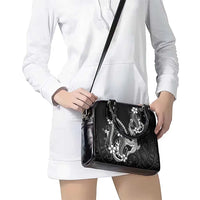 Black Aloha Hawaii Shoulder Handbag Polynesian Shark Tattoo With Plumeria LT14 - Polynesian Pride