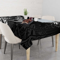 Black Aloha Hawaii Tablecloth Polynesian Shark Tattoo With Plumeria LT14 - Polynesian Pride