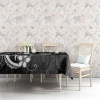Black Aloha Hawaii Tablecloth Polynesian Shark Tattoo With Plumeria LT14 - Polynesian Pride