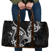 Black Aloha Hawaii Travel Bag Polynesian Shark Tattoo With Plumeria - Polynesian Pride