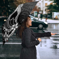 Black Aloha Hawaii Umbrella Polynesian Shark Tattoo With Plumeria - Polynesian Pride