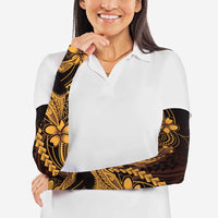 Gold Black Aloha Hawaii Arm Sleeves Polynesian Shark Tattoo With Plumeria LT14 - Polynesian Pride