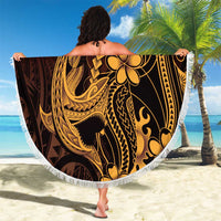 Gold Black Aloha Hawaii Beach Blanket Polynesian Shark Tattoo With Plumeria - Polynesian Pride