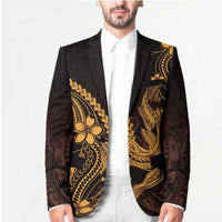 Gold Black Aloha Hawaii Blazer Polynesian Shark Tattoo With Plumeria - Polynesian Pride