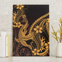 Gold Black Aloha Hawaii Canvas Wall Art Polynesian Shark Tattoo With Plumeria LT14 Without Frame Gold - Polynesian Pride