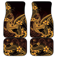 Gold Black Aloha Hawaii Car Mats Polynesian Shark Tattoo With Plumeria - Polynesian Pride
