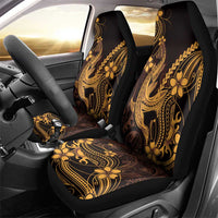 Gold Black Aloha Hawaii Car Seat Cover Polynesian Shark Tattoo With Plumeria - Polynesian Pride