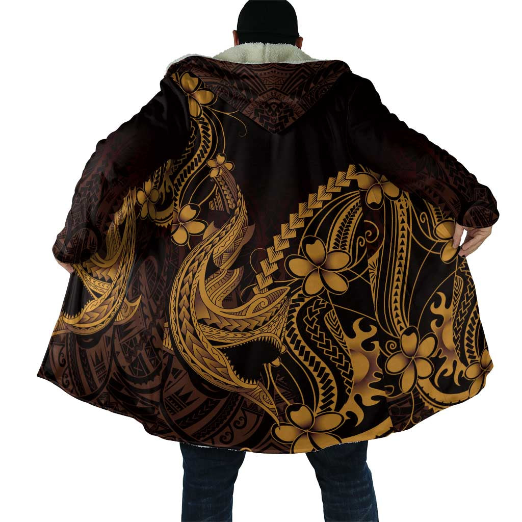 Gold Black Aloha Hawaii Cloak Polynesian Shark Tattoo With Plumeria LT14 - Polynesian Pride