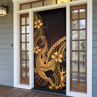 Gold Black Aloha Hawaii Door Cover Polynesian Shark Tattoo With Plumeria LT14 - Polynesian Pride