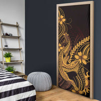 Gold Black Aloha Hawaii Door Cover Polynesian Shark Tattoo With Plumeria LT14 - Polynesian Pride