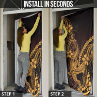 Gold Black Aloha Hawaii Door Cover Polynesian Shark Tattoo With Plumeria LT14 - Polynesian Pride