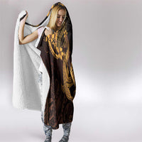 Gold Black Aloha Hawaii Hooded Blanket Polynesian Shark Tattoo With Plumeria LT14 - Polynesian Pride