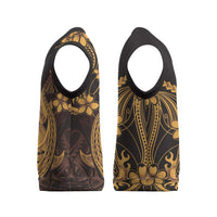 Gold Black Aloha Hawaii Christmas Knitted V-Neck Vest Polynesian Shark Tattoo With Plumeria - Polynesian Pride