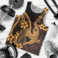 Gold Black Aloha Hawaii Men Tank Top Polynesian Shark Tattoo With Plumeria LT14 - Polynesian Pride