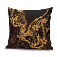 Gold Black Aloha Hawaii Pillow Cover Polynesian Shark Tattoo With Plumeria - Polynesian Pride