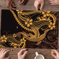 Gold Black Aloha Hawaii Puzzle Polynesian Shark Tattoo With Plumeria LT14 - Polynesian Pride