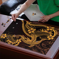 Gold Black Aloha Hawaii Puzzle Polynesian Shark Tattoo With Plumeria LT14 - Polynesian Pride